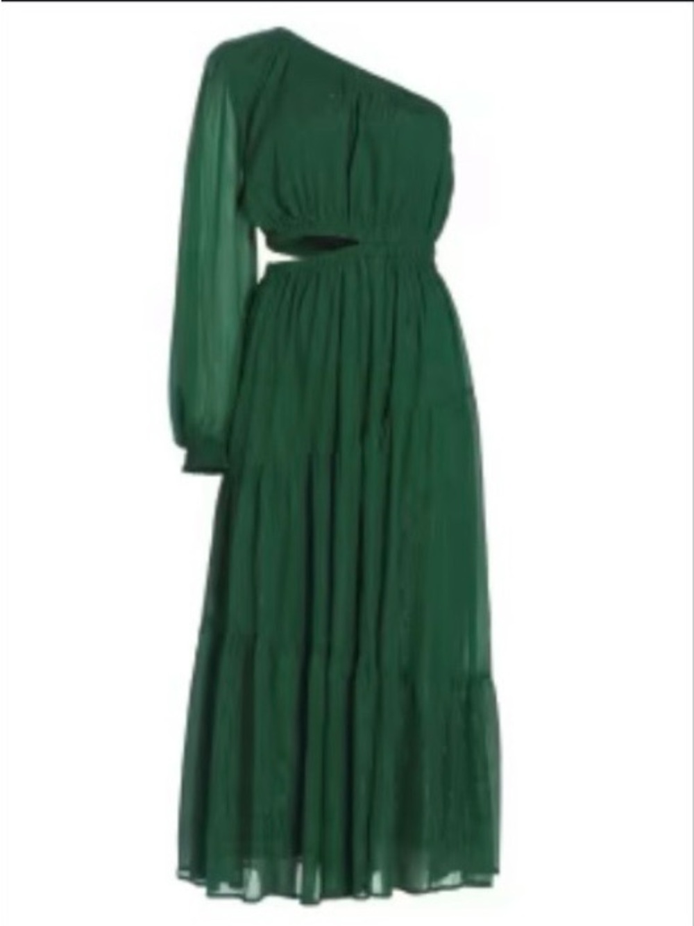 Moon River Emerald One-Shoulder Long Sleeve MIDI  Dress Size Large